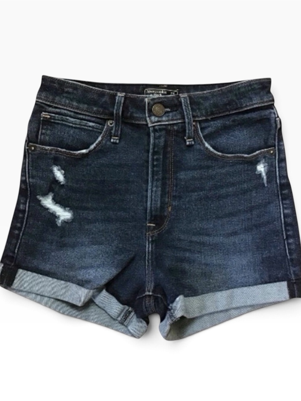 Abercrombie &Fitch distressed jeans shorts Simone high rise 24 high waist waiste